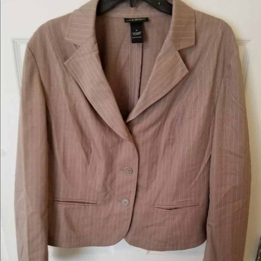 Lane Bryant Tan Pinstripe Suit 18 20
